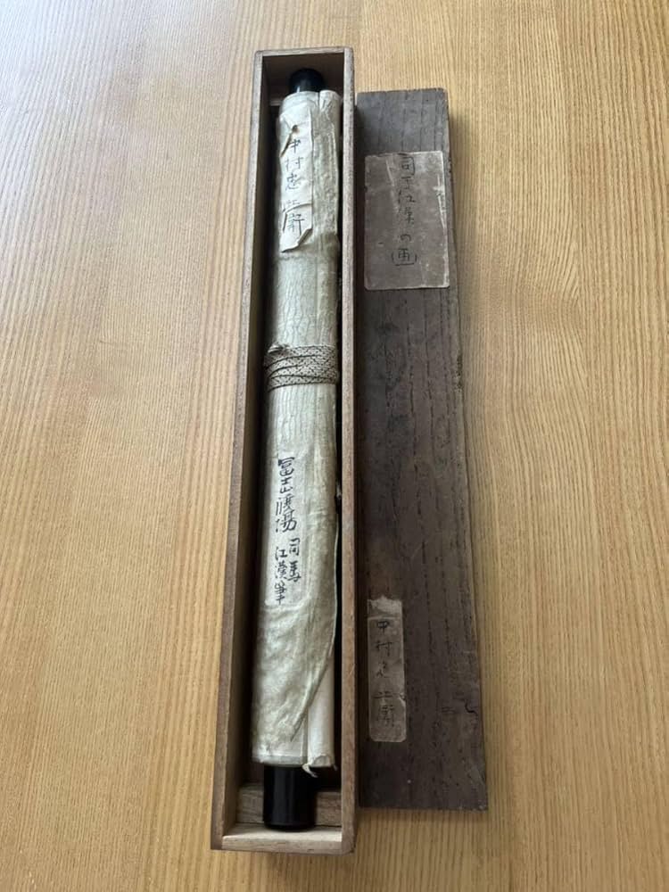 司馬江漢　油彩掛軸【海岸楼閣図】　軸先京焼軸　肉筆画　模写　NO6 レア品 司馬江漢 油彩掛軸【海岸楼閣図】 軸先京焼軸 肉筆画 模写 NO6