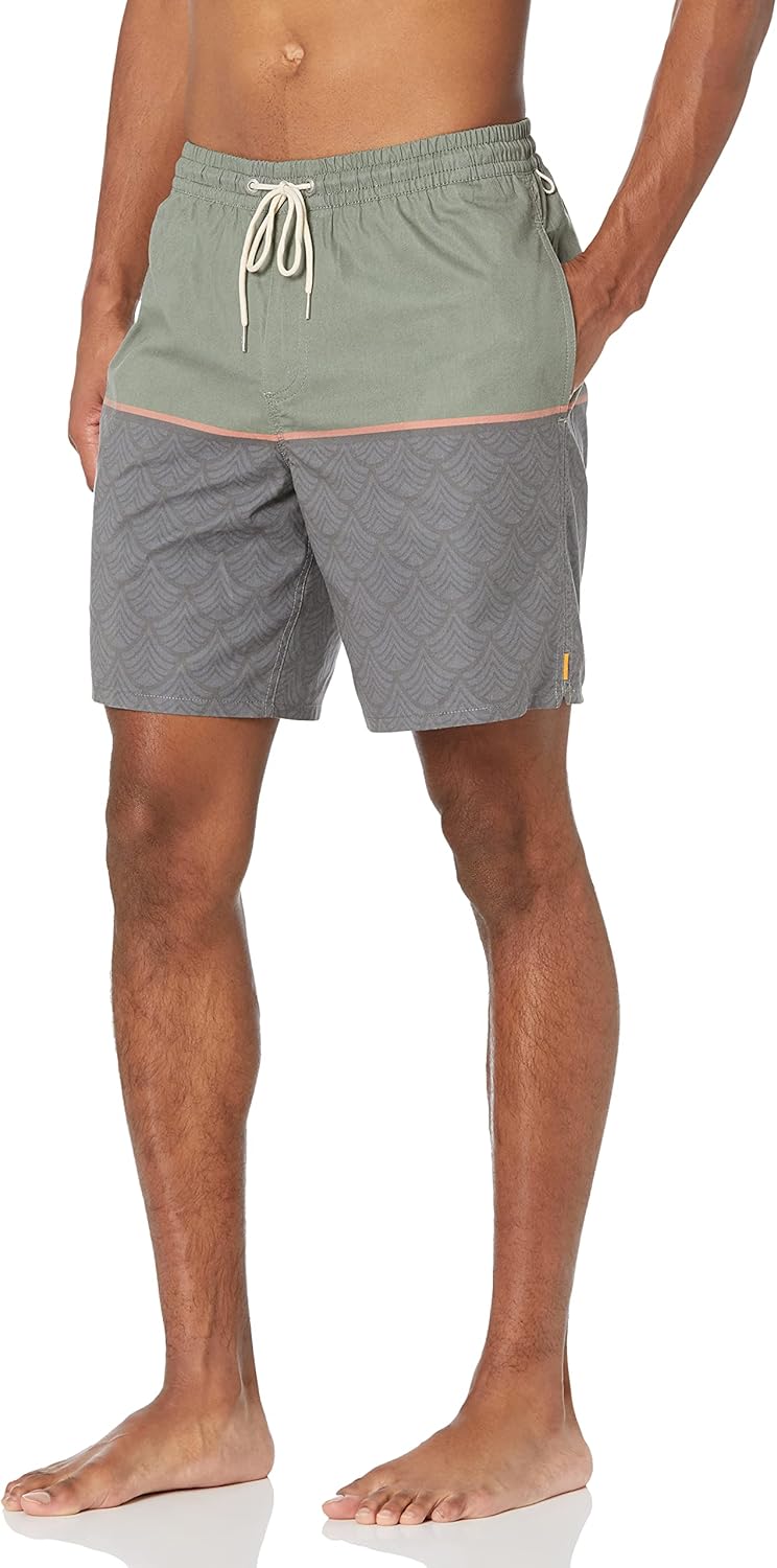 Quiksilver Men's Standard The Deck Stripe Volley 18 Elastic Waist Boardshort Swim Trunk