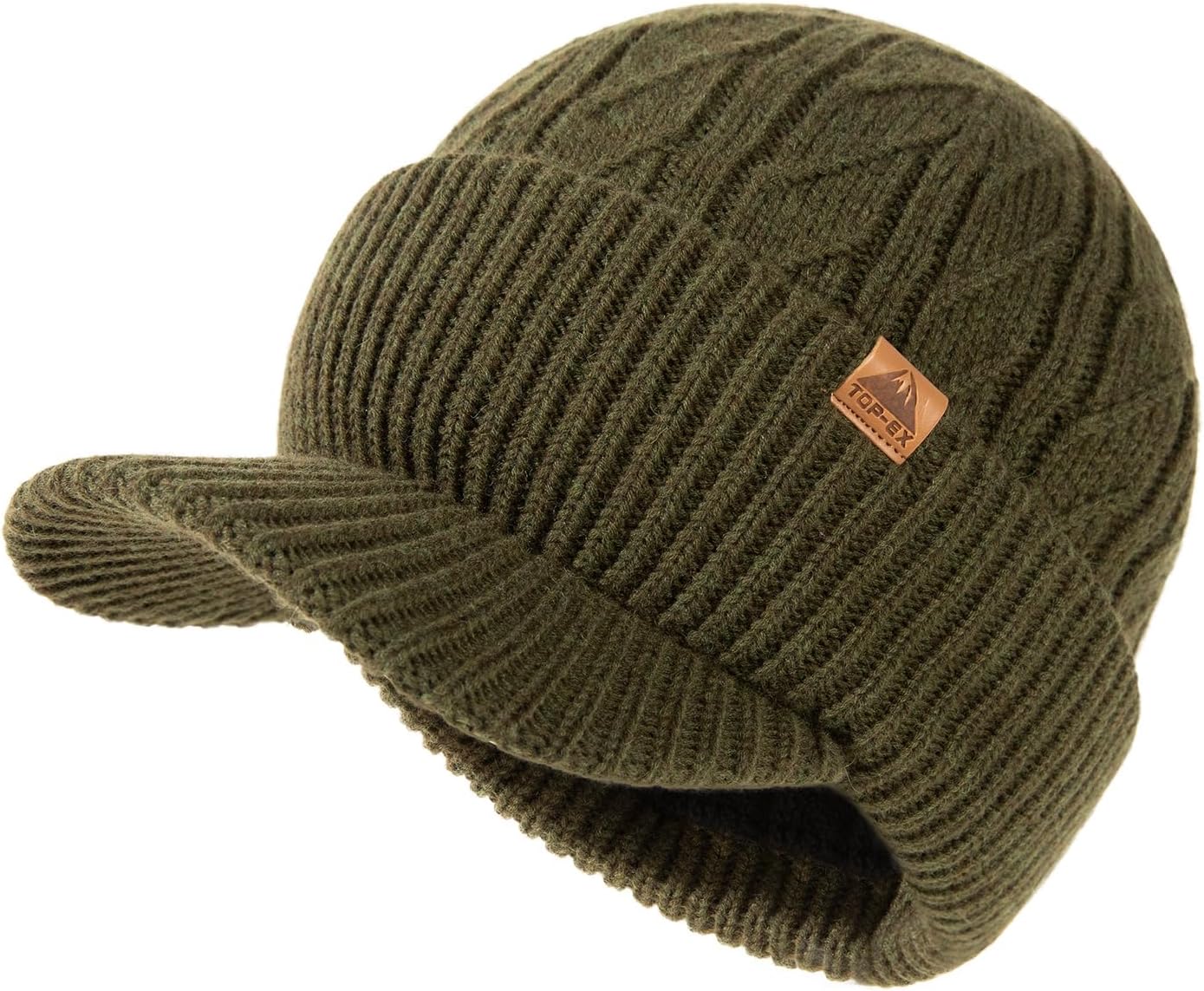 TOP-EX DryKnit™ Waterproof Merino Wool L/XL/XXL Beanie Hat with Brim Visor Cap Warm Winter Knit Hat for Men Women