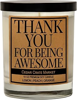 Thank You Candle Gifts for Women - Thank You for Being Awesome - Gratitude and Appreciation Gift, Present for Friends, Mentor, Neighbor, Awesome Inspirational Candle for Co-Worker