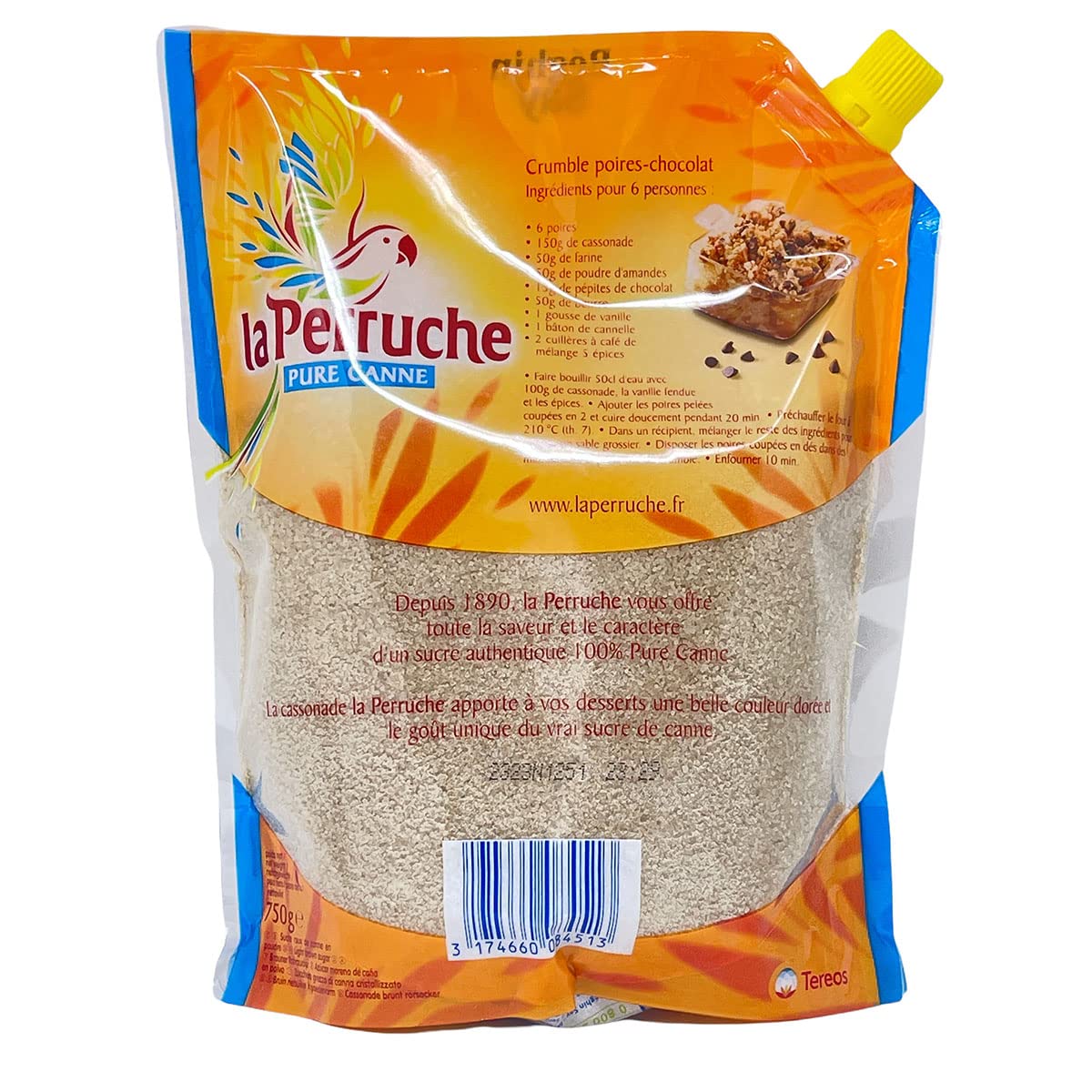 La Perruche natürlicher Brauner Rohrzucker 3 x 750 Gramm im Nachfüllbeutel