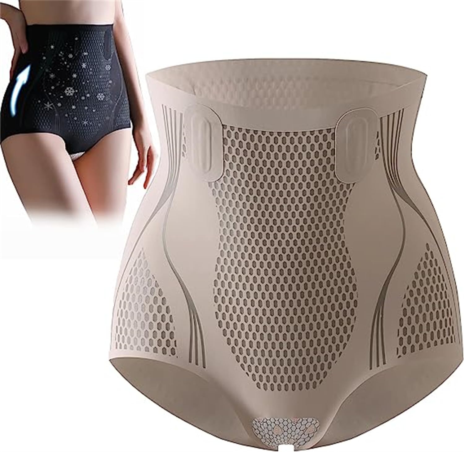 Zimfen Ice Silk Ion Fiber Repair Shaping Device,Ice Silk Ion Shaping Shorts,High Waisted Tummy Control Pants Shapewear,Comfortable and Breathable Fabric (XL, Coffee)