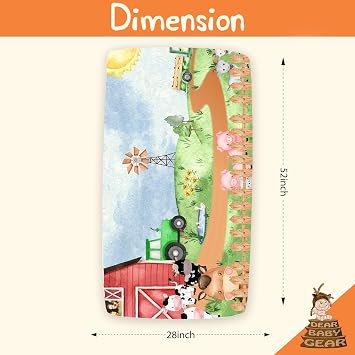 Dear Baby Gear Baby Crib Sheets - Toddler Bed Sheets - Breathable Fitted Bed Sheet - Nursery Bedding - Infant Crib Mattress Sheet -52x28x10(Farm Life Animals Green Tractor Red Barn Blue Truck Print)