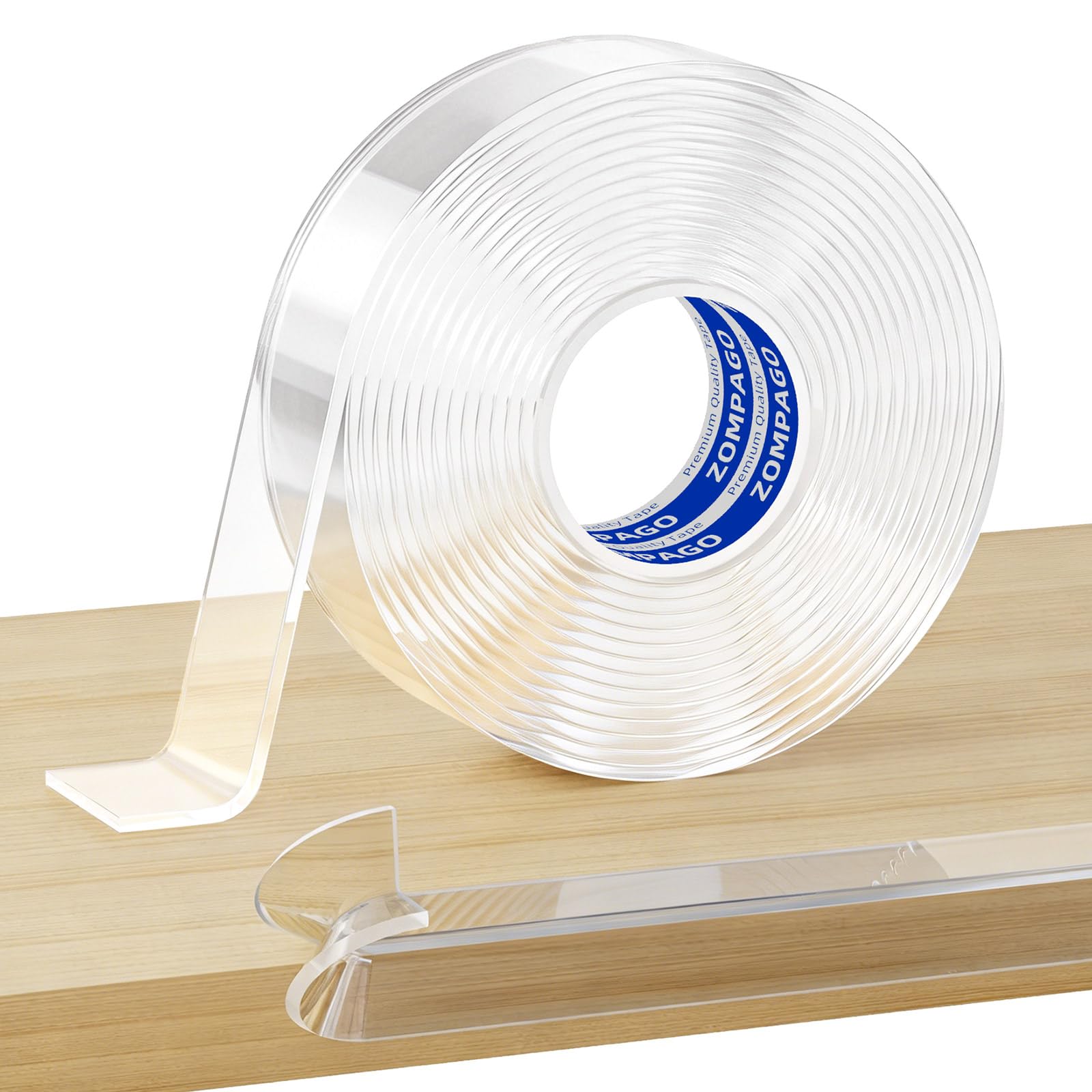 ZOMPAGO Clear Edge Protector Strip for Baby Proofing, Soft Self-Adhesive Furniture Edge Guard, Child Safety Bumpers for Sharp Corners & Edge of Tables, Cabinets, Walls, Beds, Kitchen,2mm Thick