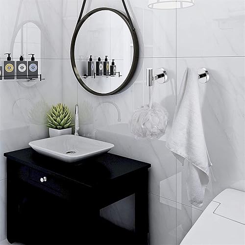 Miniatura 5 de Nolimas Gancho para toallas, cromo pulido SUS304, acero inoxidable, ropa de baño, armario, esponjas, gancho para bata, montaje en pared, redondo,