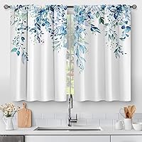Vista 29 de Aimego Cortinas de cocina con hojas de eucalipto campestre, rústicas, botánicas, cortas, para cafetería, decoración para sala de estar, comedor