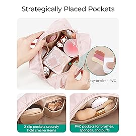 BAGSMART Elegant Roomy Makeup Bags (Initial-M-Pink)