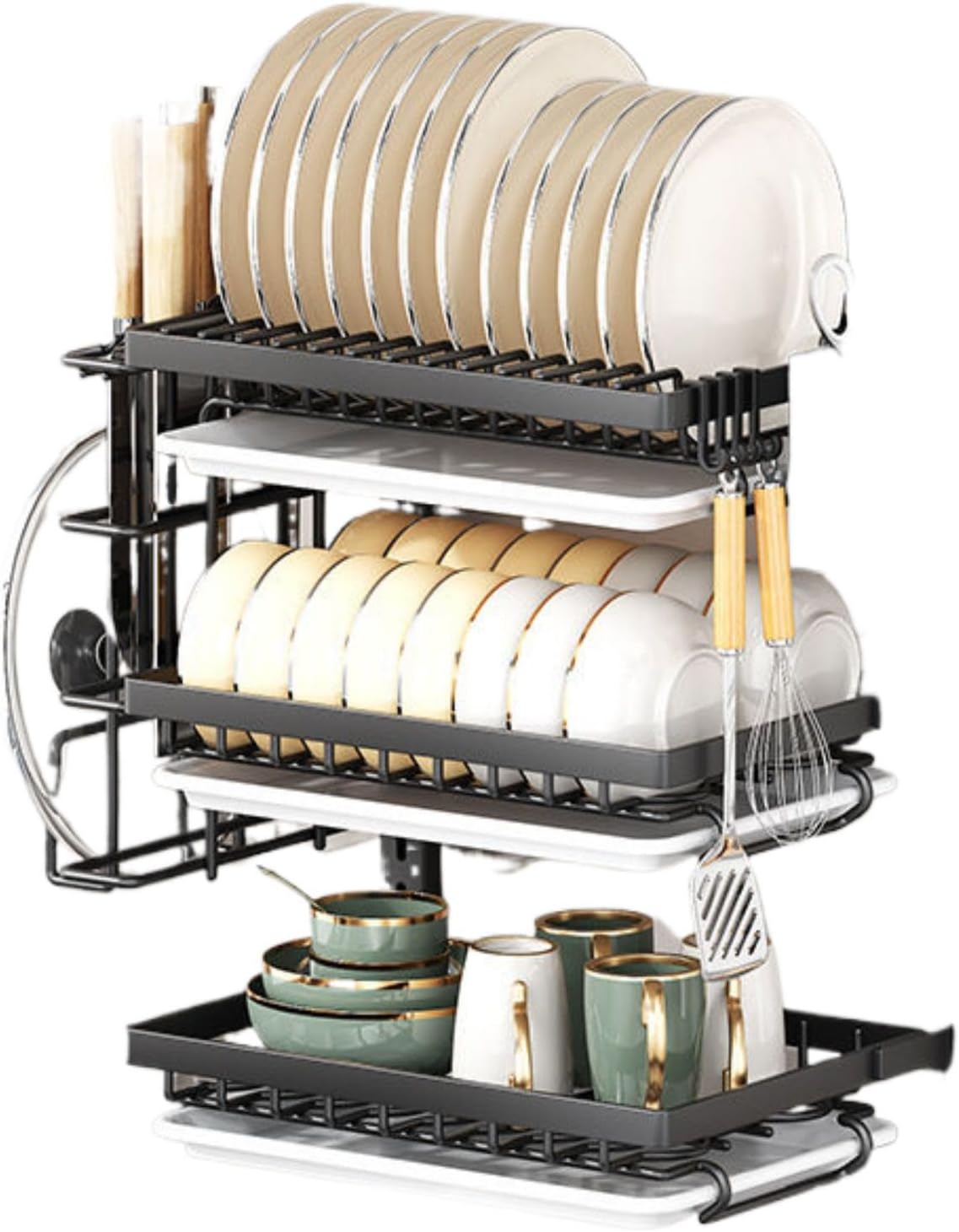 厨房 Kitchen Gadgets, Cook Accessories 置物架 Sink Organizers and Storage 壁挂式免打孔多层碗碟碗盘收纳架家用多功能碗架沥水架 KCookware Accessories - 1937