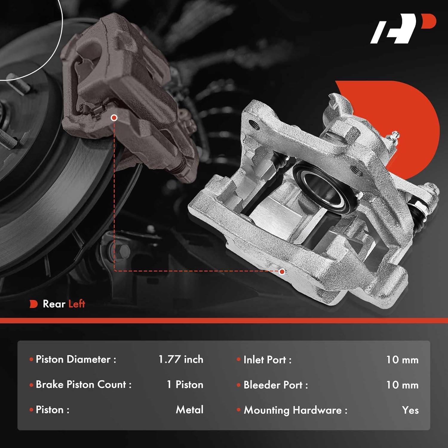 A-Premium Disc Brake Caliper Assembly with Bracket Compatible with Select Land Rover Models - LR4 2013-2016, For Range Rover Sport 2012-2013 - Rear Left Driver Side