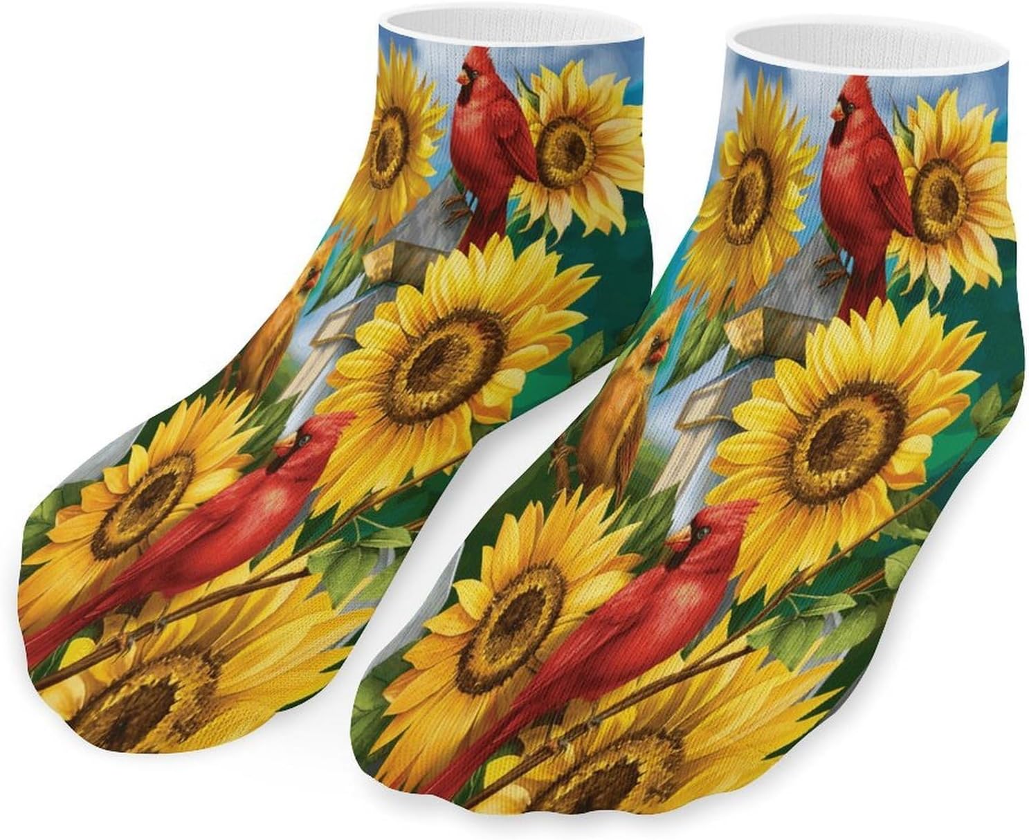 Cardinals And Sunflowers Ankle Sock Low Cut Socks Tube Socks for Sports
