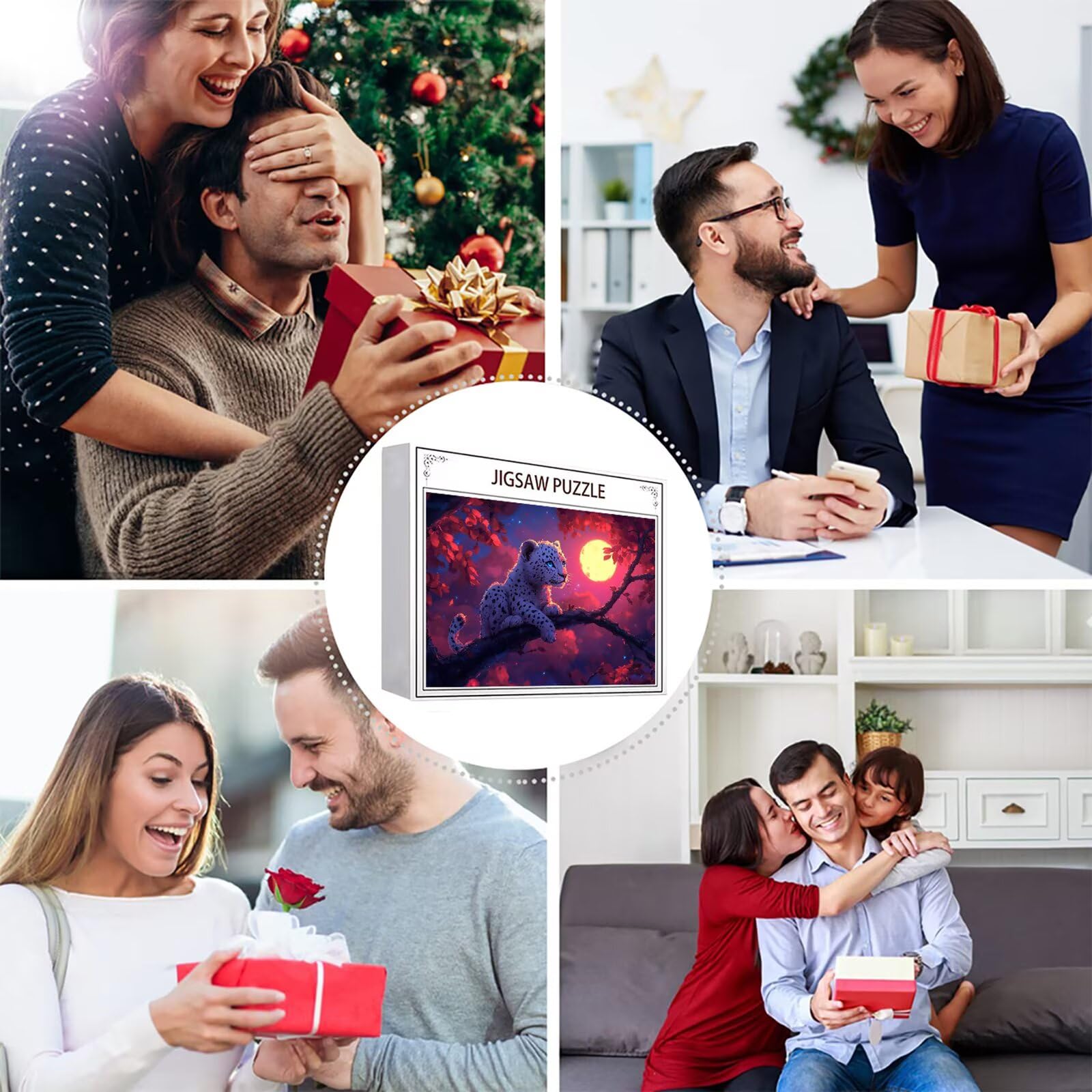 Puzzle 4000 elementów lampart puzzle dla dorosłych księżyc 141 x 87 cm Unikalne rzemiosło klasyczne 3D drewniane układanki do rodzinnych gier aktywnych, układanka do samodzielnego wykonania nawet do