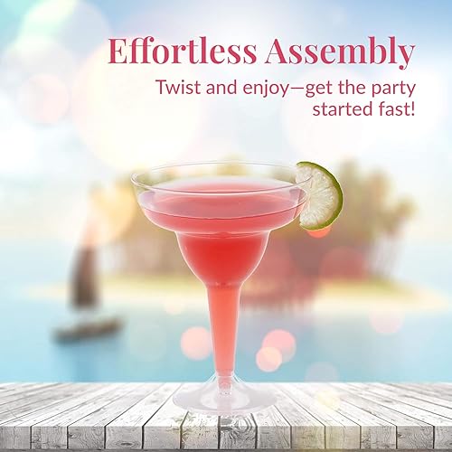 Vista 4 de Prestee 50 vasos de margarita de plástico transparente, 12 onzas, vasos de margarita resistentes desechables para decoraciones de fiesta del Cinco