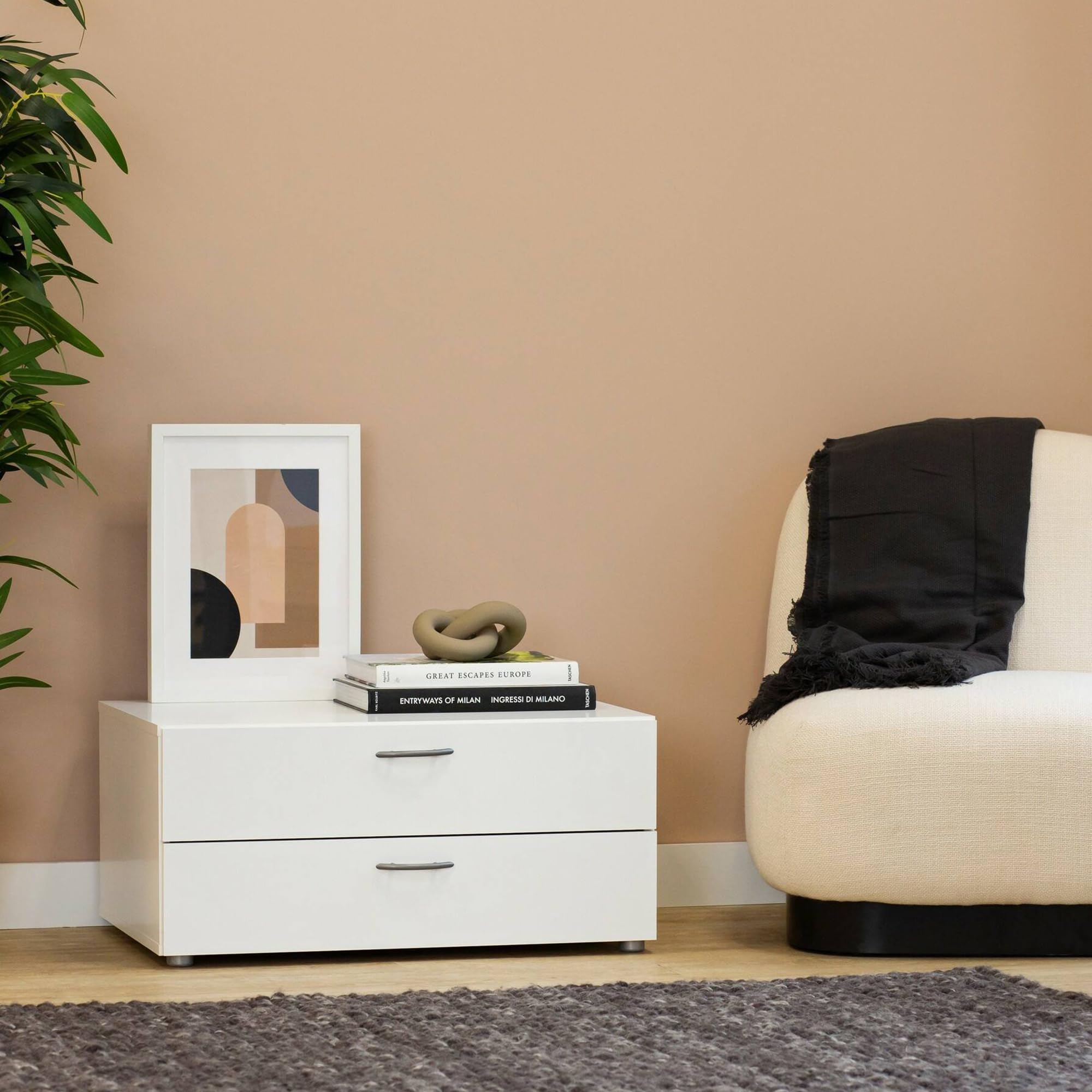 Dmora - Cassettiera Limerick, Settimino multiuso, Comò camera da letto, Mobile con cassetti, 74x52 h35 cm, Bianco