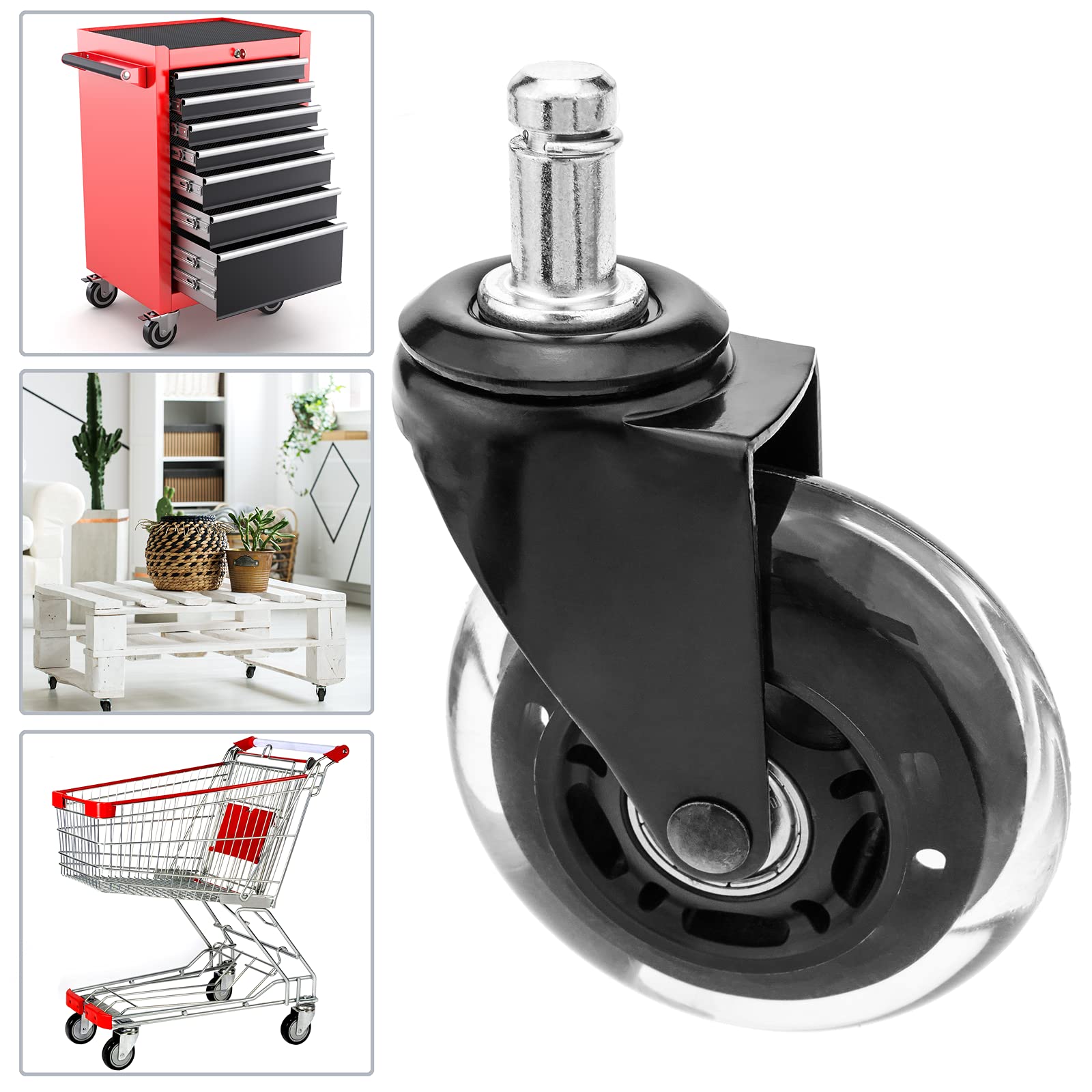 PrimeMatik - Rotelle pivotanti Ruote Industriale di Poliuretano Senza Freno 75 mm M11 5-Pack