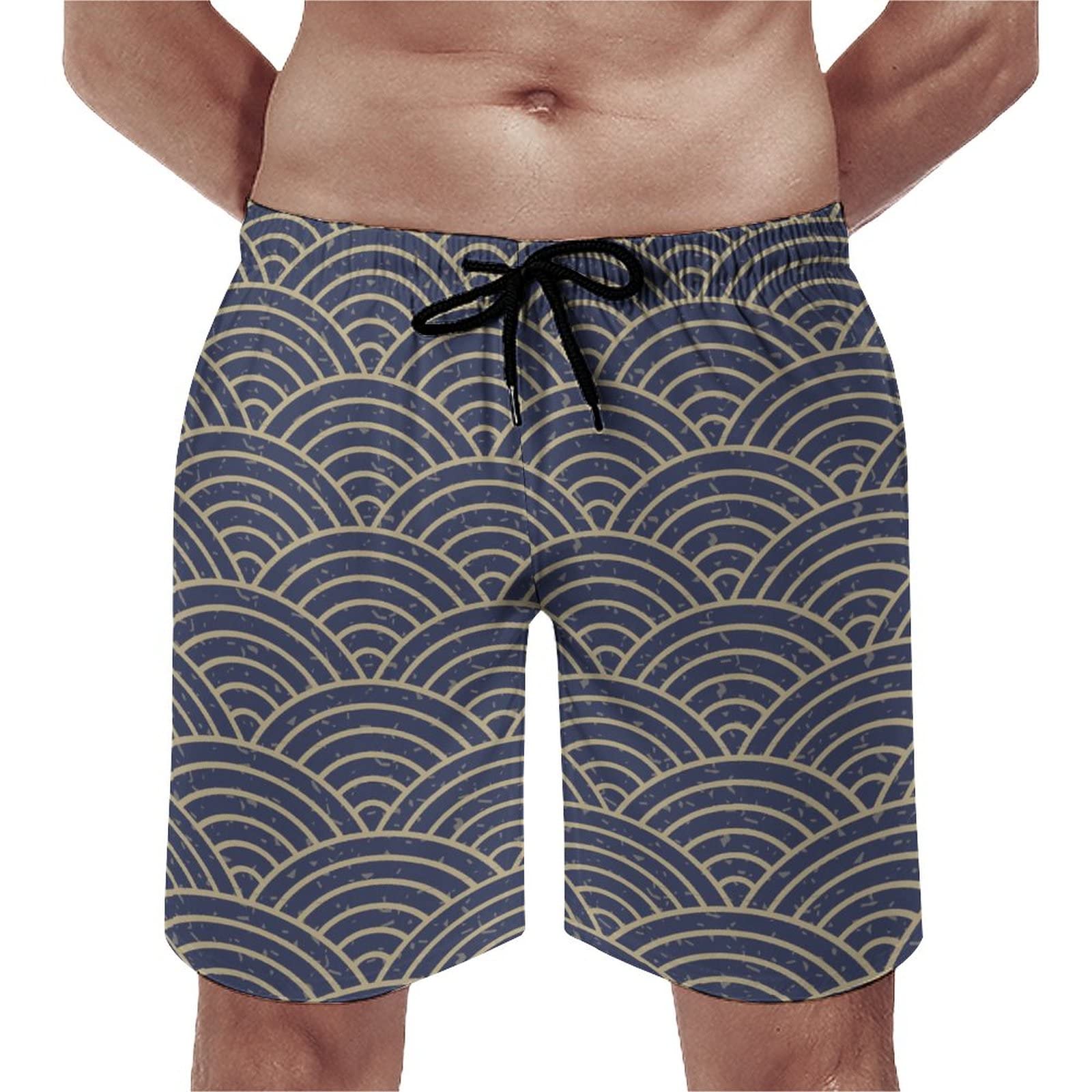 Amazon.co.jp: サーフパンツ 水着 和柄 青海波 メンズ ショートパンツ