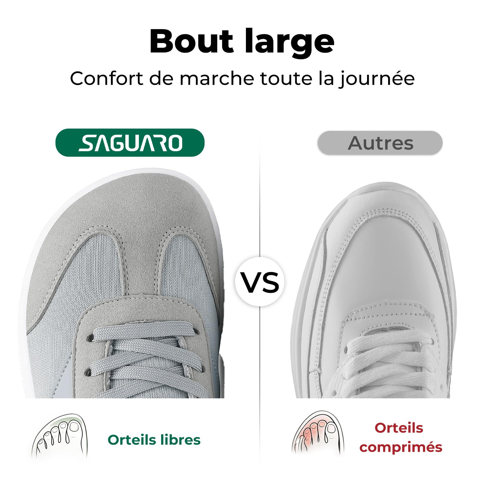 Saguaro Chaussures Pieds Nus zéro Drop pour Adultes, Confortables pour la Marche et l’Usage Quotidien, GR.36-46