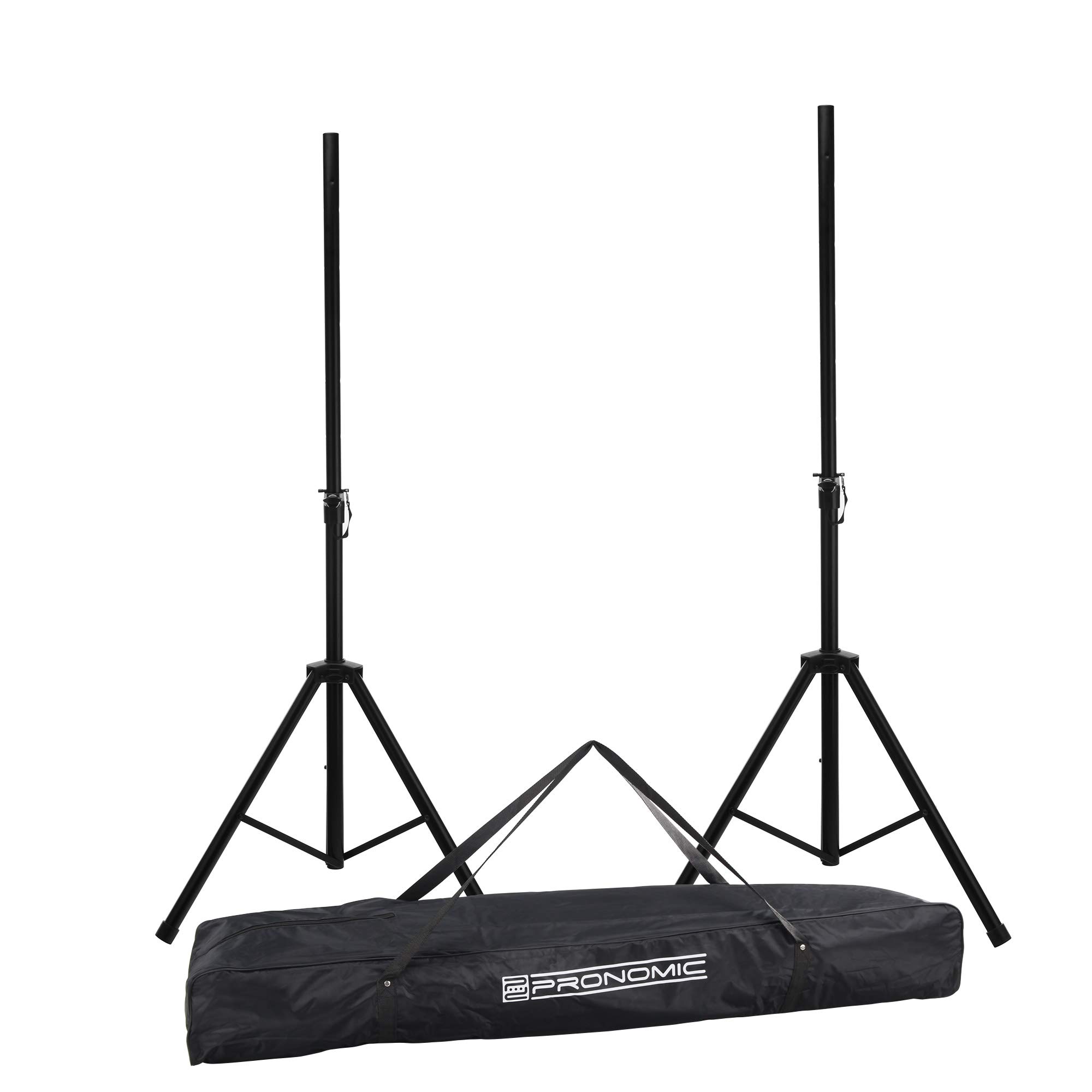 McGrey SPS-1 Statore per Casse in Acciaio con Borsa Set da 2, Colore: Nero | Stativi per casse, Struttura stabile a treppiede, Rinforzi aggiuntivi, Grandi viti a morsetto per il fissaggio, 5 cm, Peso: 3