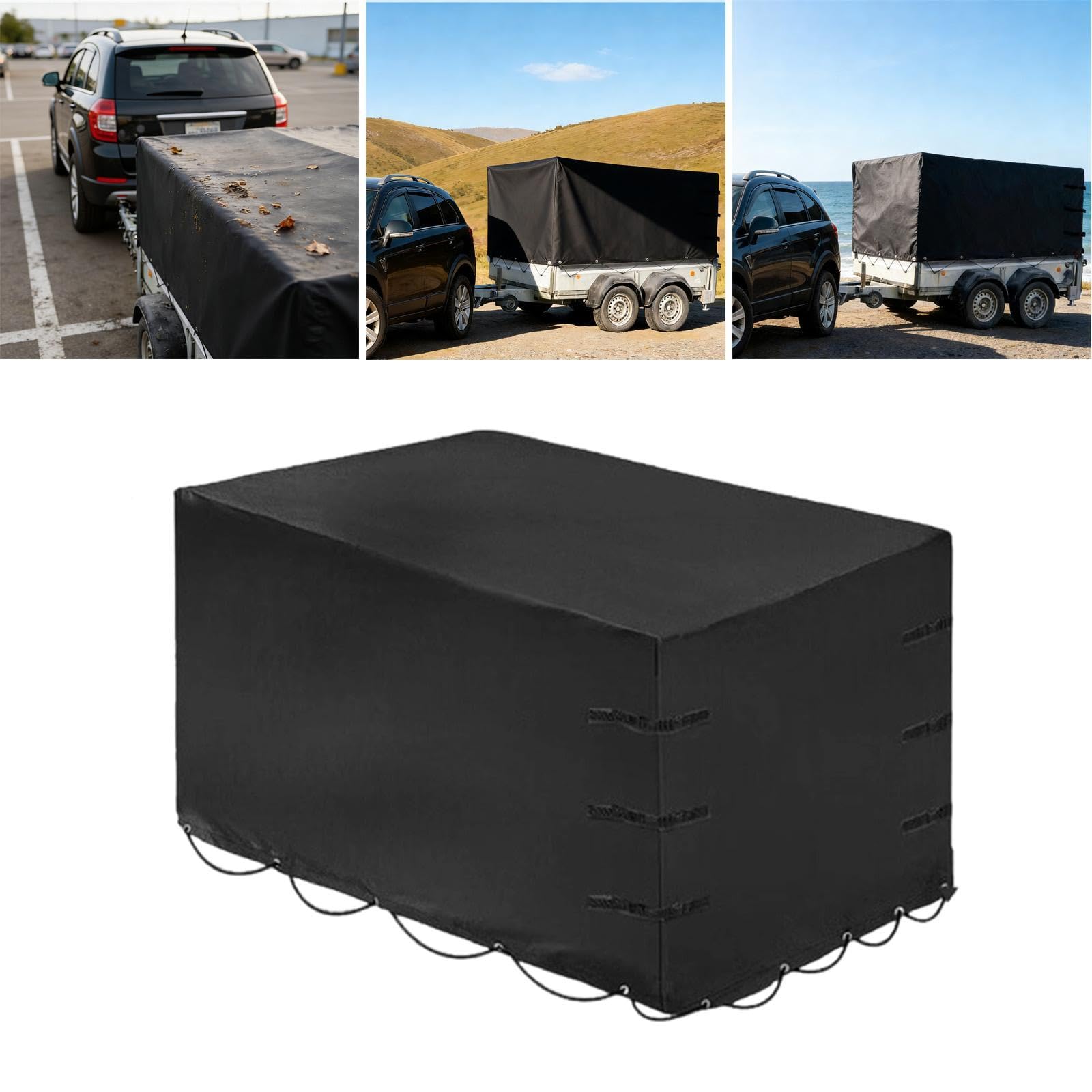 Fenteer Funda para Remolque Resistente Al Polvo Y Sol Fabricada en Oxford Protección contra Lluvia Y Viento para Plegable Y Fácil de Instalar Adecuad, 420d