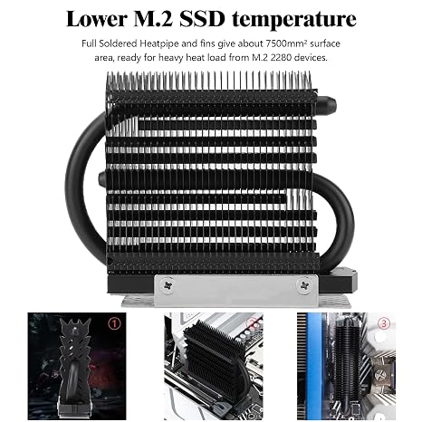 Thermalright HR-09 2280 pro black ssd heatsink, double sided heatsink, thermal silicone pad for m.2 ssd pc and computer, desktop high-performance ssd cooler
