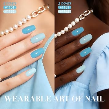 GELLEN Blue & Teal Gel Nail Polish Summer Spring, High Pigment,Light Curing