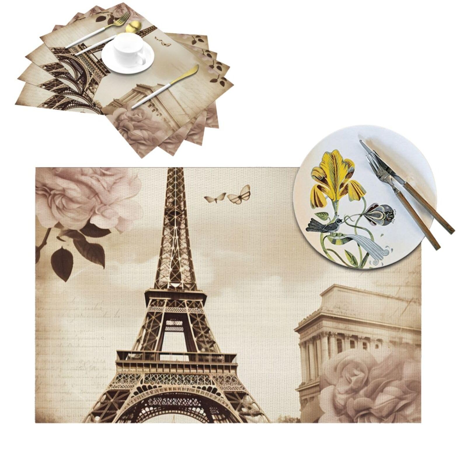 Sets de table vintage Tour Eiffel pour embellir votre table basse de jardin