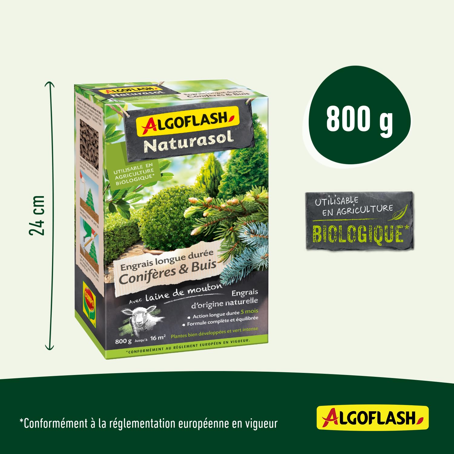 ALGOFLASH naturasol acobio800 Dnger Koniferen und Buchsbaum grn 14.2 x  6.4 x 24 cm 800 g : Amazon.de: Garten