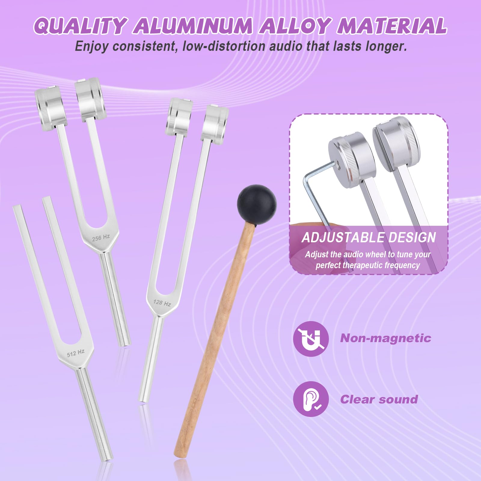 Tuning Forks Goktvai 4pcs Tuning Fork For Healing Set,128Hz 256Hz 512Hz ...