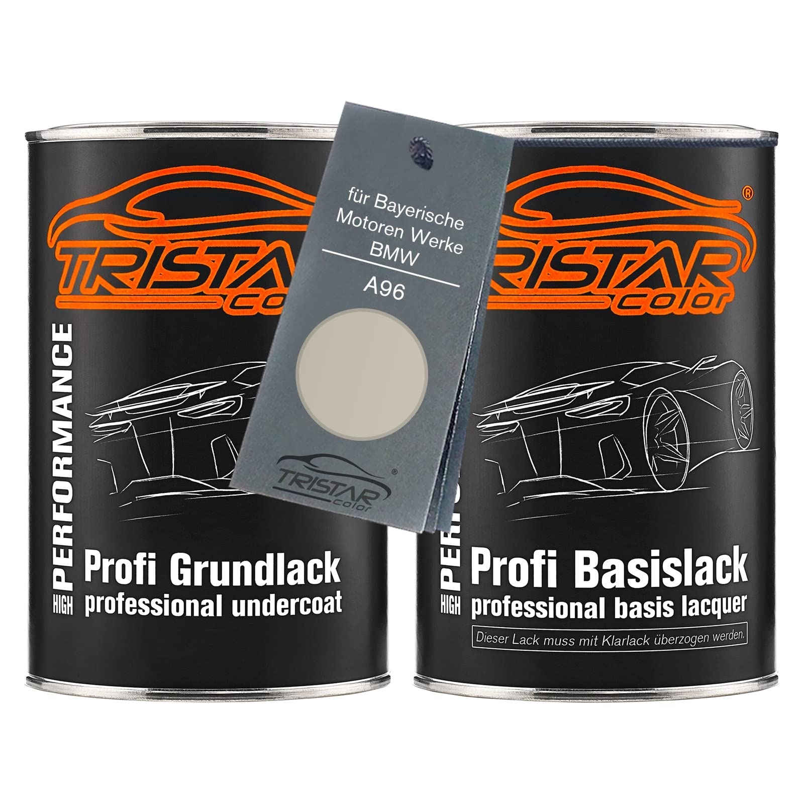 TRISTARcolor Autolack Dosen Set für BMW A96 Mineralweiss Perl 2,0L | für Bayerische Motoren Werke / BMW, Set aus Grundlack + Basislack, Literware, spritzfertig