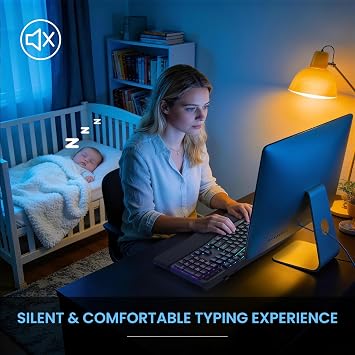 COLIKES Wireless Ergonomic Keyboard, Backlit Keyboard Silent with 15 RGB Lighting Effects, Leather Wrist Rest, 2500mAh Rechargeable, Multimedia Keys, Wave Keyboard for PC Computer Laptop Windows Mac