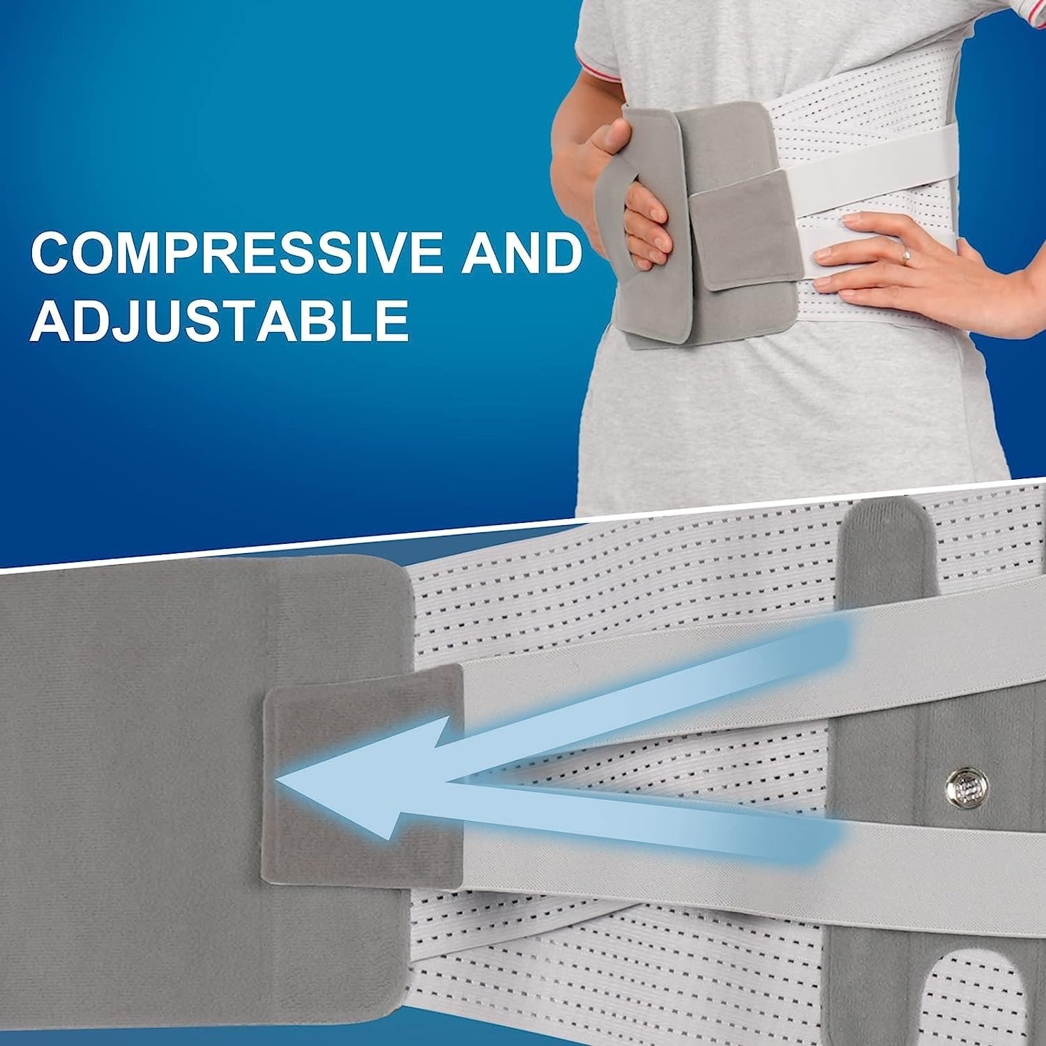 Back Brace With 4 Lumbar Support Stays, Adjustable Lumbar Support Decompression Belt Breathable Waist Trainer For Lower Back Pain Relief, Heavy Lifting, Workout (Grey M)