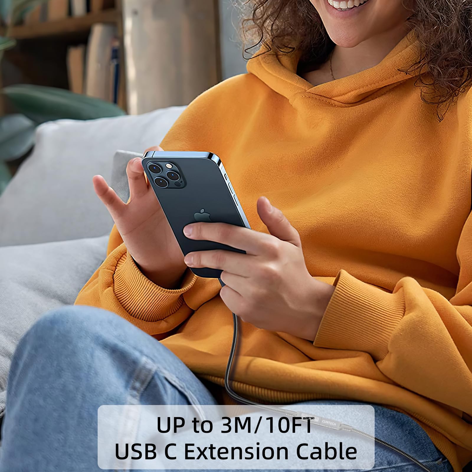 Cavo di prolunga USB C 3.2 da 20 Gbps, confezione da 2, ricarica rapida da 240 W 4K a 60 Hz, trasferimento dati 20 Gbps per Thunderbolt 4/3, per iPhone 15, iPad, Samsung Galaxy S24/S23, telefono,