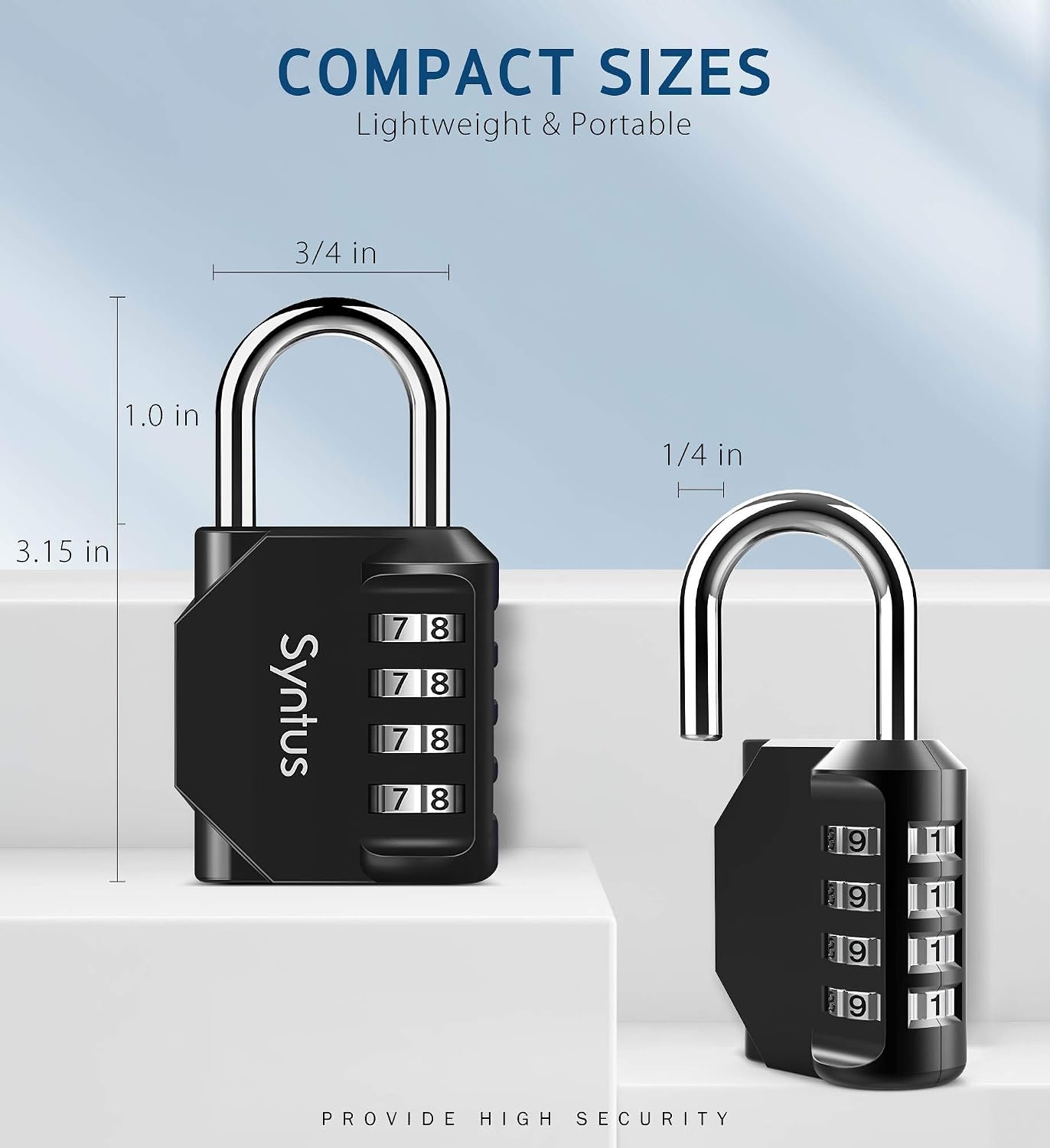 Syntus 2 Pack Combination Lock 4 Digit Padlock for School Gym Sports Locker, Case, Fence, Toolbox, Hasp Storage (Black)