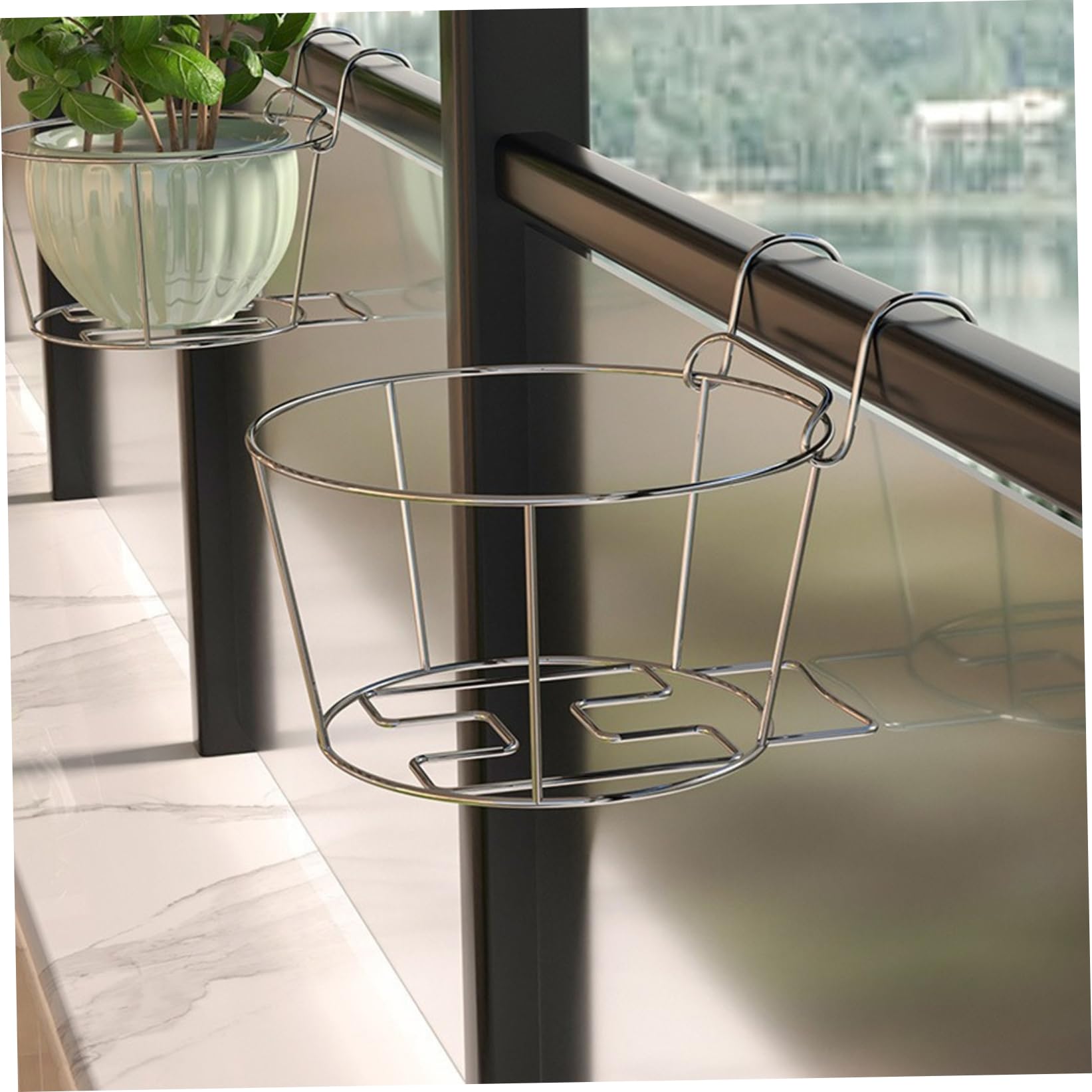 Jardinière de balustrade en acier inoxydable robuste pour balcon et jardin
