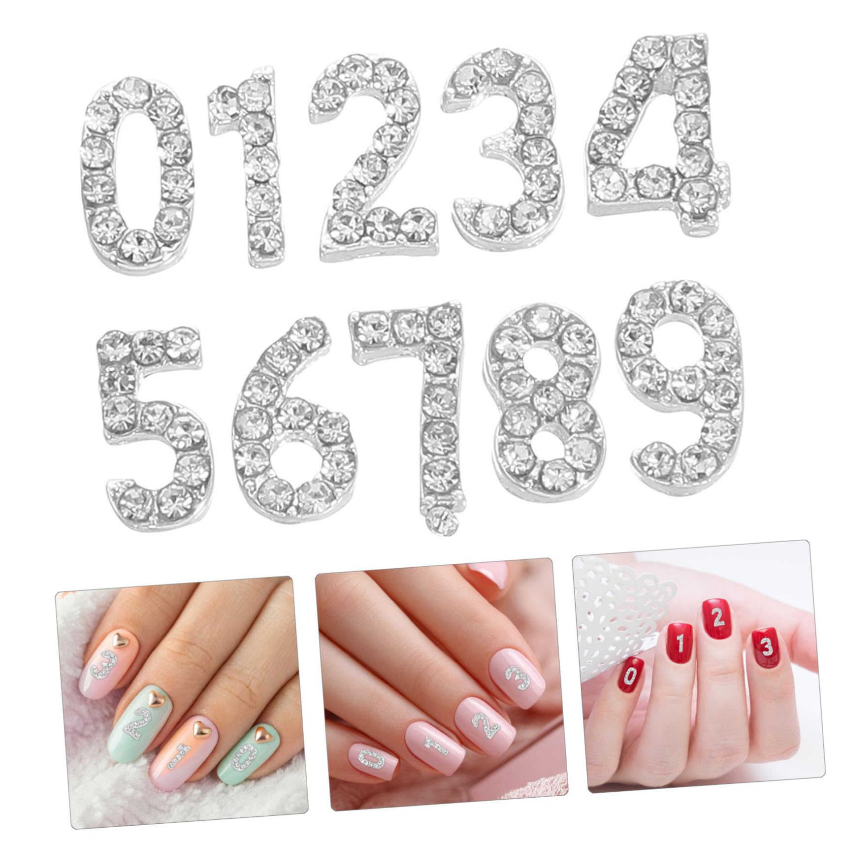 VALICLUD 100pezzi Ciondoli Numerici per Unghie Strass Dorso Piatto Decorazioni per Nail Art Gemme per Unghie Scintillanti Accessori in Ferro per Look Sofisticato e Festivo