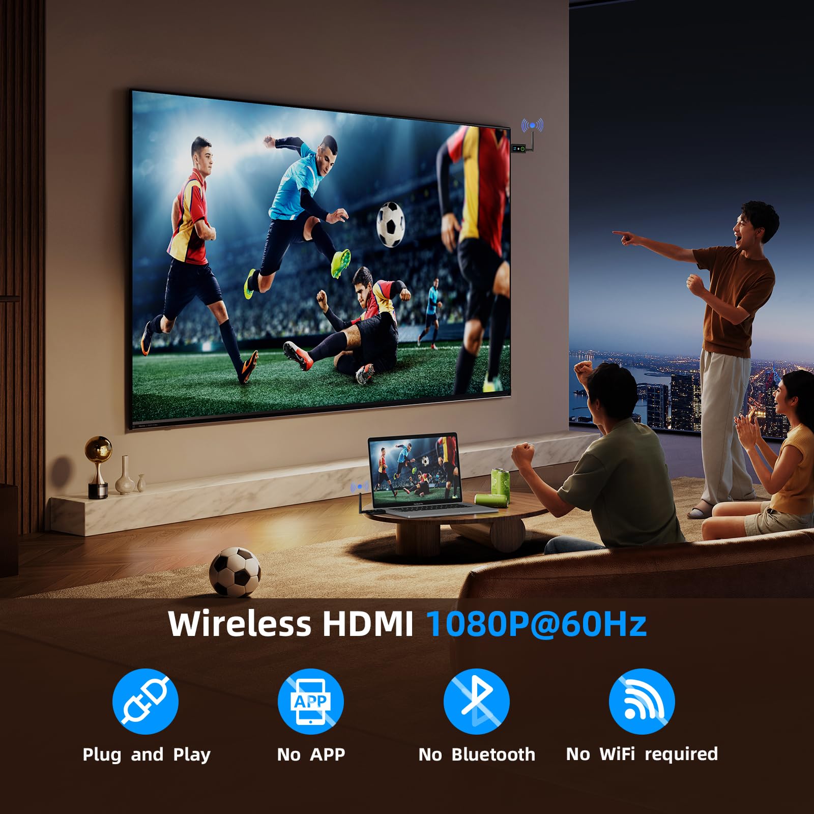 Bezprzewodowy nadajnik i odbiornik HDMI 200 m/656FT, dekodowanie 5G/4K, bezprzewodowy przedłużacz HDMI, zestaw do strumieniowego przesyłania wideo z komputera/laptopa do monitora/HDTV