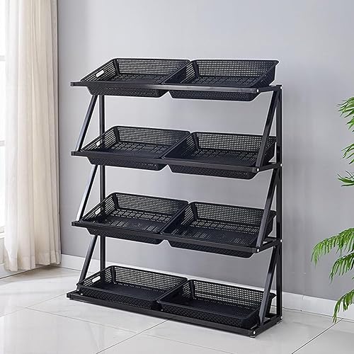 Shelves 45 Tier Commercial Supermarket Fruit Rack Vegetable Shelf, Retail Display Rack, Large Capacity Snack Storage Basket for PantryRetail