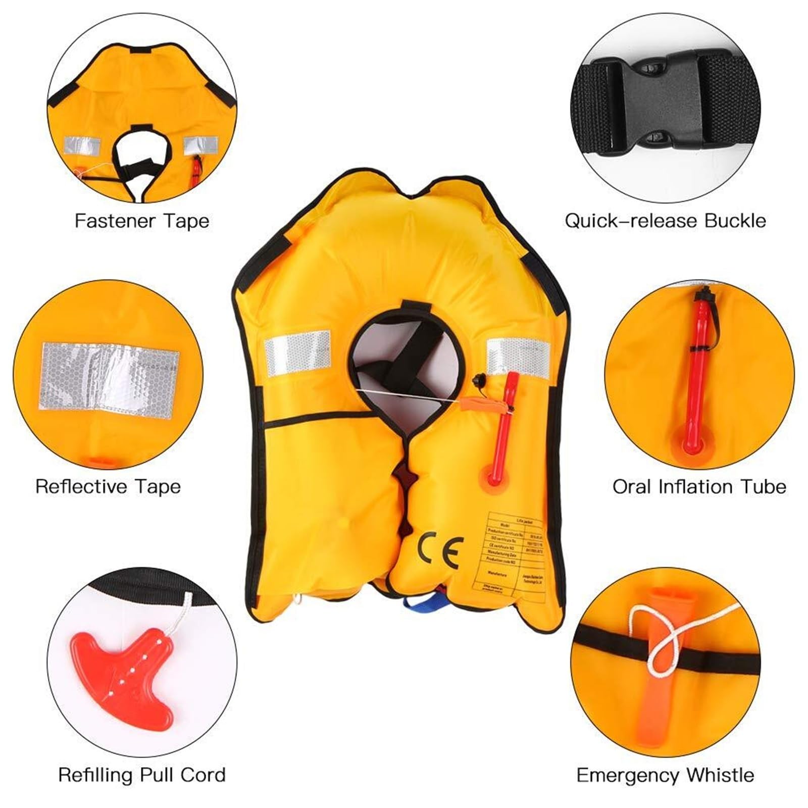 Kayka Veste gonflable automatique pour adultes bateau pêche kayak