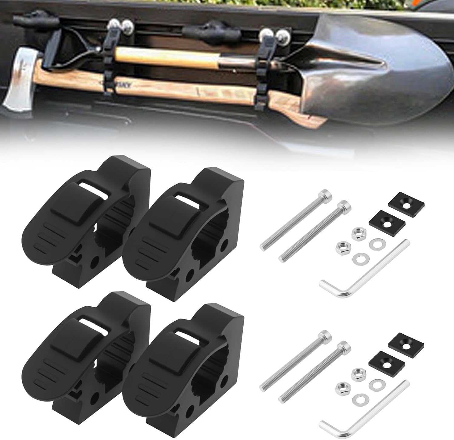 4Pcs Rubber Clamp for Fixed on 30mm-40mm Diameter Items, Quick Release Rubber Clamp Mount Kit for Cars Off-Road, RV