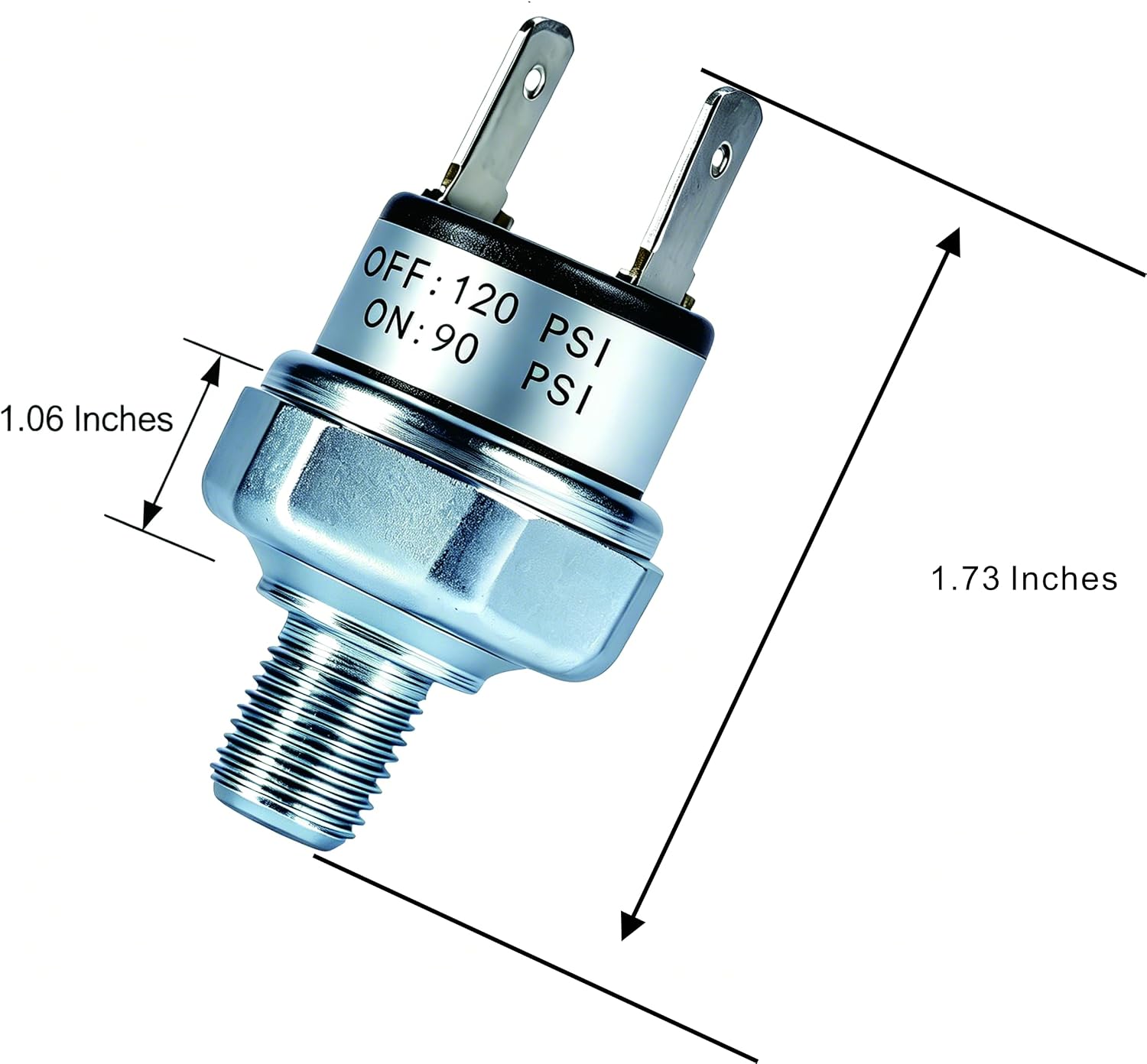 Air Compressor Pressure Switch 90-120PSI,1/4" NPT 12/24V DC Truck Air Horn | Heavy-duty metal construction, vibration resistant & durable. Ideal for truck air horns & onboard air compressor systems