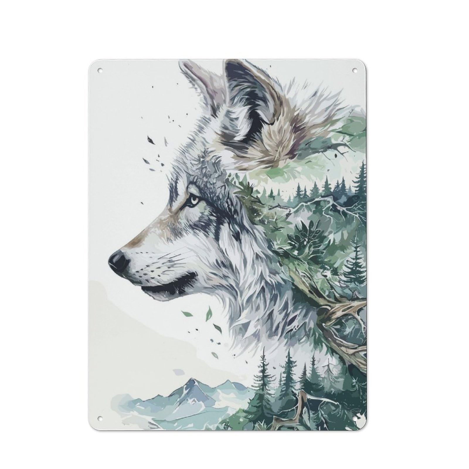 Junmoney Wolf Nature Garden Style Tin Sign 40X30cm Featuring Shed Wall Decor For Patio Bar, Workshop, Shed Or Kitchen