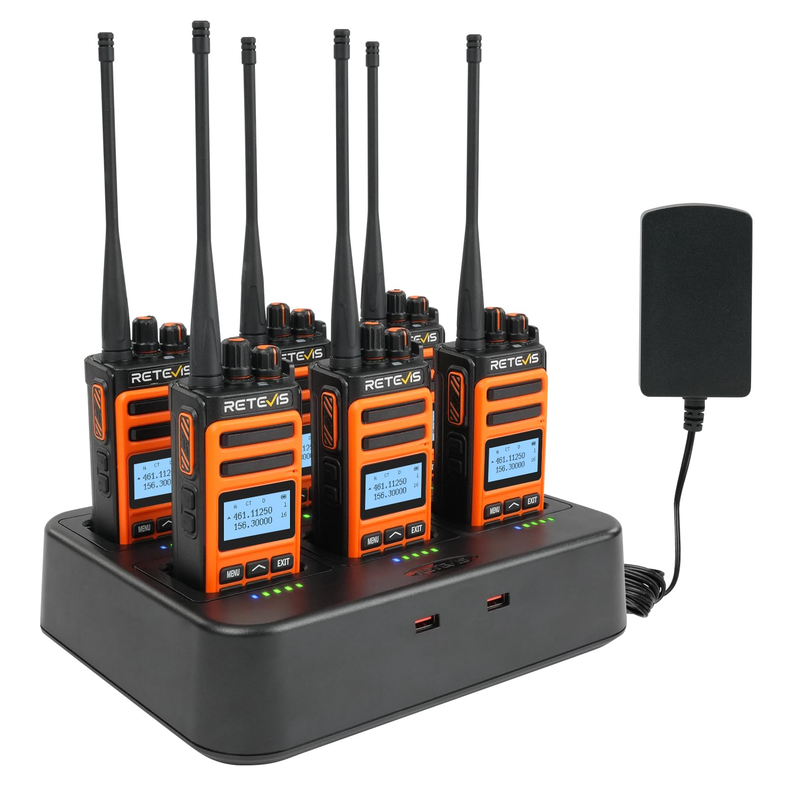 Retevis C66B Funkgerät Professionell, Walkie Talkie mit Großer Reichweite | Langstreckenfunkgeräte, Schnellladefunktion, Kabelloses Kopieren, für Restaurants, Hotels, Sicherheit (Orange, 6er Pack)