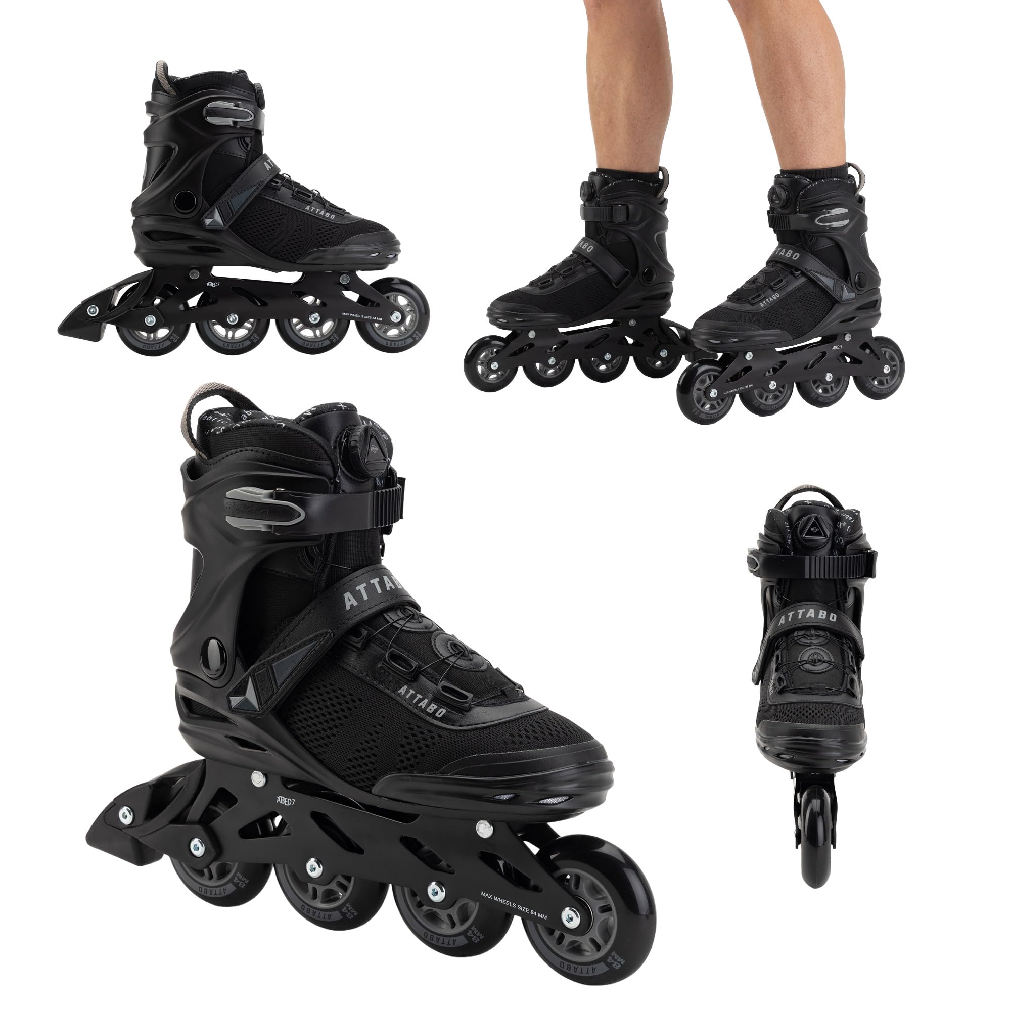 ATTABO OneFoot Fitgo Herren Inlineskates – ABEC-7 Lager, Aluminium-Schiene, Fitgo-System, Bremse – Fitness & Freizeit
