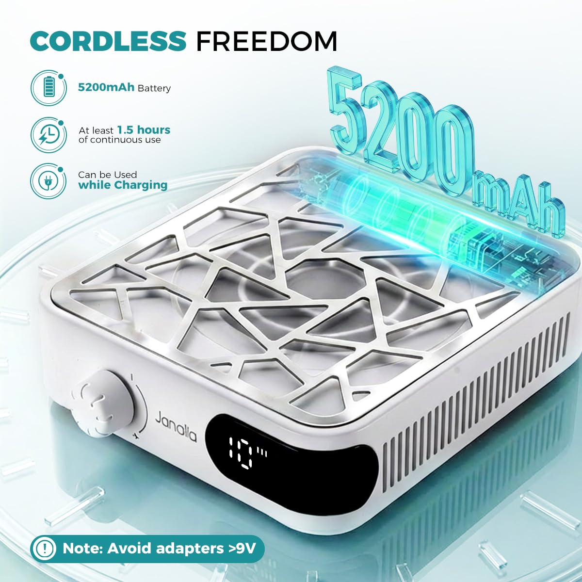 Janolia Aspirateur Ongle sans Fil - 6000 TR/Min & Réglage en 10 Niveaux, avec 30 Filtres en Papier pour Salon et Maison