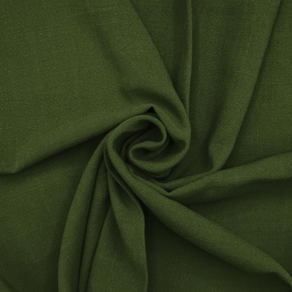 Stone Washed Linen Viscose Fabric Plain Oeko-Tex Dressmaking Soft 136cm Wide (Price Per Metre) (Jungle)