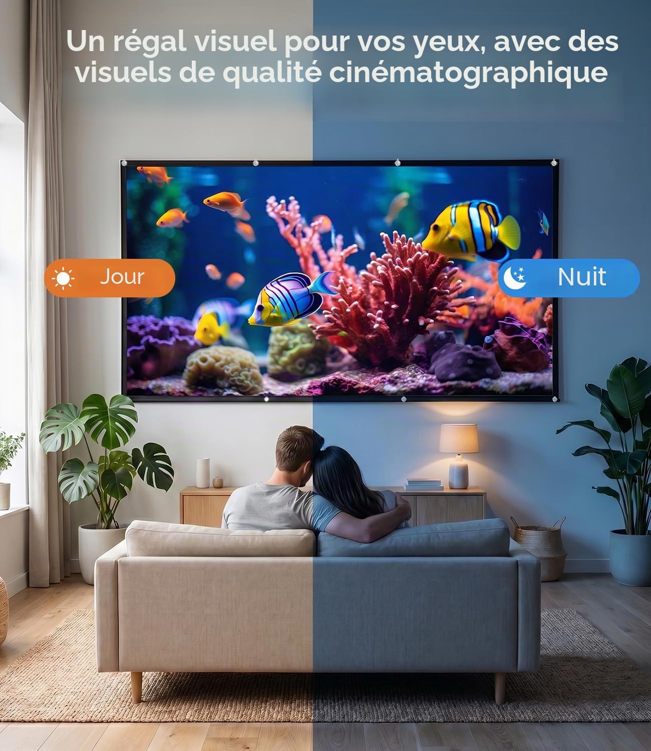 100 Pouces Ecran Videoprojecteur D'extérieur Portable et Pliable, Lavable, pour Ecran Projecteur, Idéal pour Le Home Cinéma, Les soirées Cinéma et Les Utilisations Commerciales, avec Sac de Transport