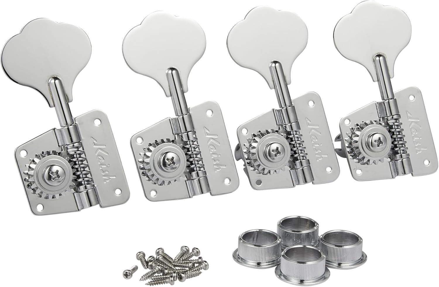 Vintage Left Handed 4L 70s Cloverleaf Bass Tuners Bass Tuning Machine Heads Bass Tuning Keys for Jazz J Bass/Precision P Bass Chrome