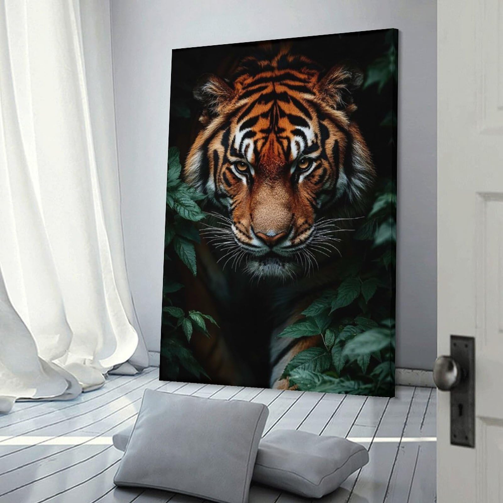 Junmoney Tiger Portrait in The Jungle Room Decor Wall Art 08x12inch(20x30cm), for Entrance Spaces, Stair Walls Or Halls, A Neat Decor Update for Hallways