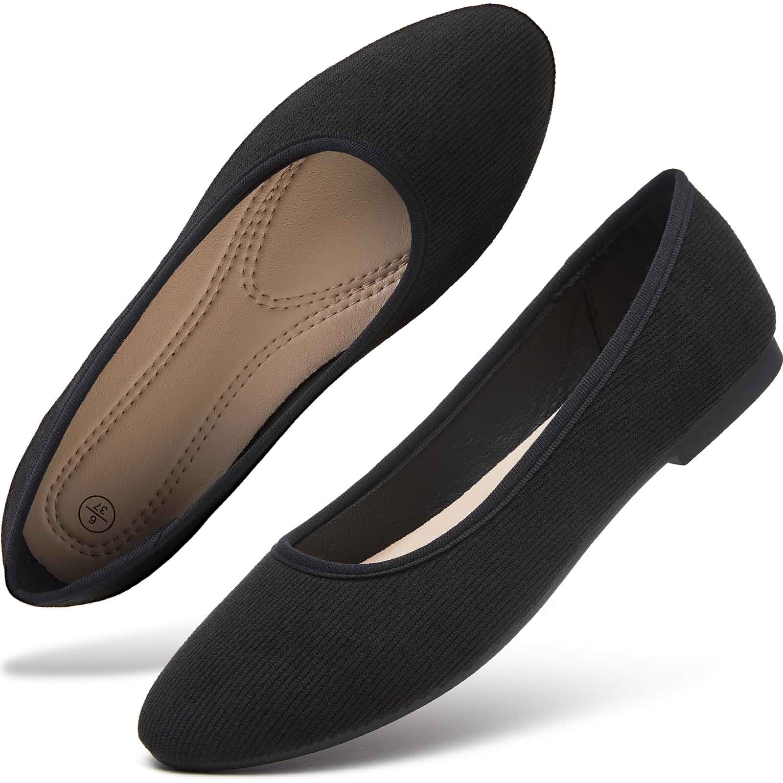 hash bubbie Women's Ballet Flats Shoes Dress Loafers Shoes Round Toe Comfortable Suede Corduroy Slip on Shoes Work Teacher Low Heel Shoes