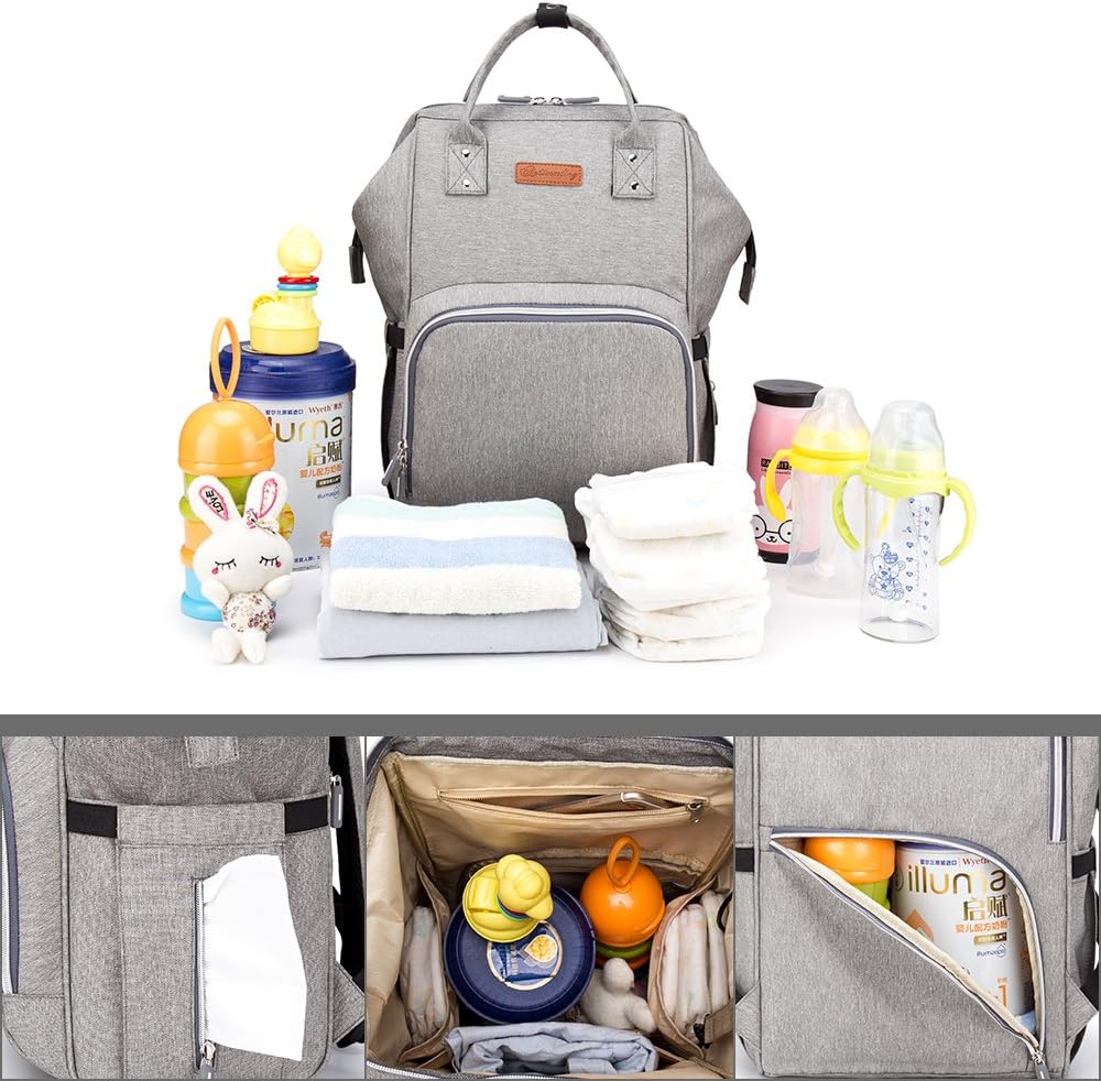 MIFXIN Large Diaper Bag Backpack with USB Charging Port Stroller Straps Waterproof Mummy Baby Nappy Bag Travel Backpack