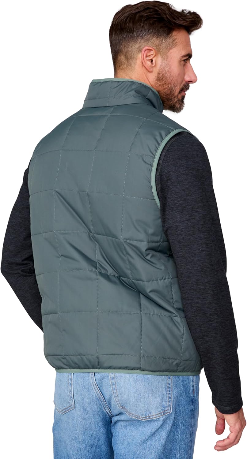 Free Country Mens Puffer Vest Lightweight Warm Zip Jacket with Pockets Sleeveless Outdoor Work Jacket for Men-Maple Creek